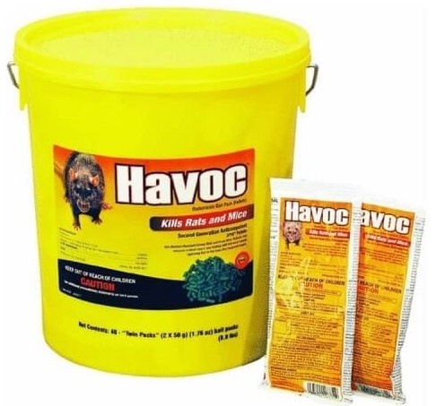 Havoc Rodent Control Bait Packs 8kg pail 80 x (2 x 50g) 1 Havoc Rodent Control Bait Packs 8kg pail 80 x (2 x 50g)
