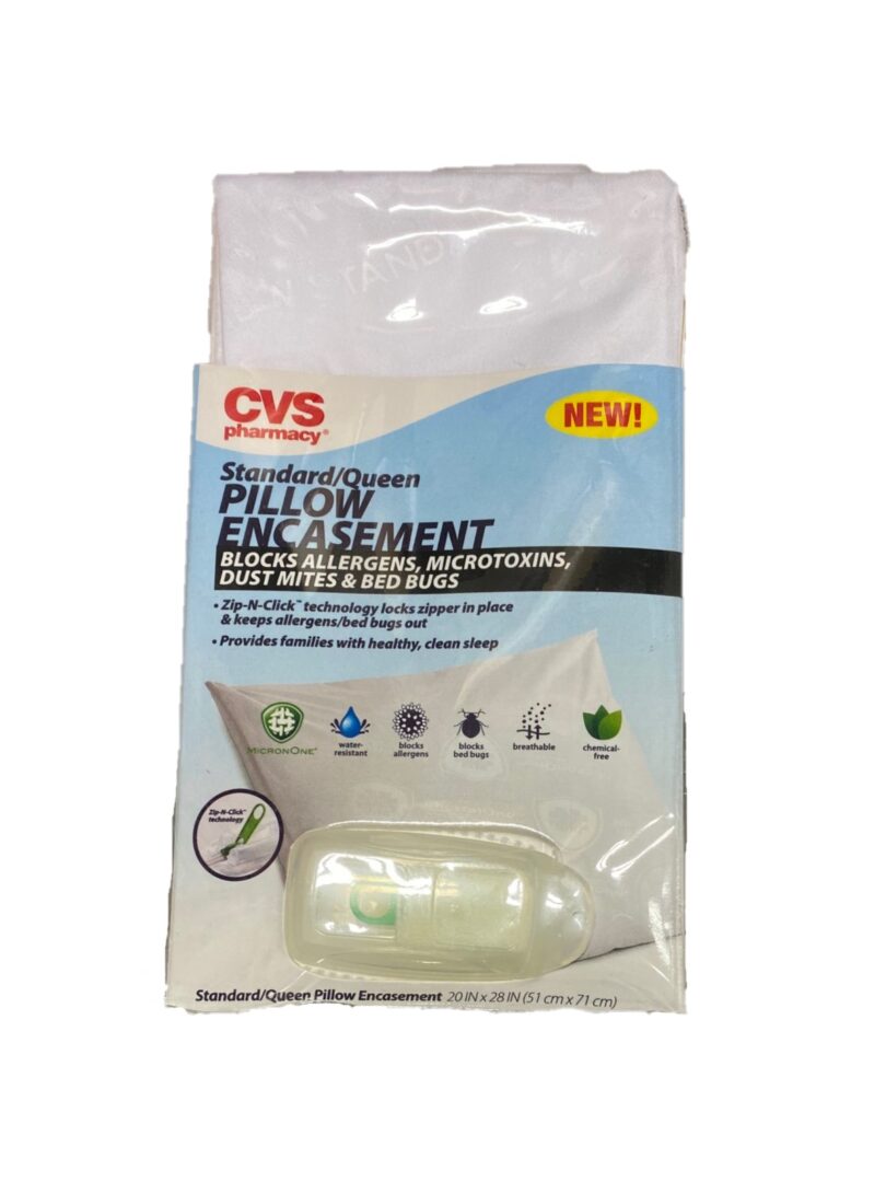 CVS PHARMACY QUEEN STD BED BUG PILLOW ENCASEMENT 1 bed bug pillow encasement